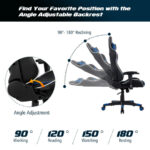 Ergonomic Swivel Reclining Gaming Chair with Massage, Lumbar Support, and Adjustable Backrest