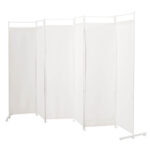 6 Panel Folding Room Divider with Steel Frame and Fabric