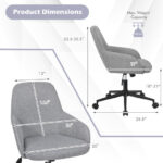 Ergonomic Gray Linen Office Chair with Adjustable Height and Rocking Back