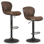 Adjustable Swivel Bar Stools with PU Leather and Footrest (Set of 2)