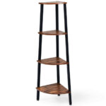 Industrial 4 Tier Corner Shelf Space-Saving Metal Storage Rack