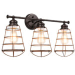 Industrial 3-Light Wall Lamp with Cage Design (Set of 1) 11 Industrial 3-Light Wall Lamp with Cage Design (Set of 1)
