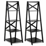 4-Tier A-Frame Wood Display and Storage Bookshelf (Set of 2)