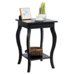 Curved Leg MDF Side Table with Display Shelf Black