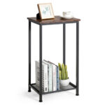 Rustic Industrial Side Table with Metal Mesh Storage Shelves 13 Rustic Industrial Side Table with Metal Mesh Storage Shelves