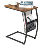 Rustic C Shaped End Table with Pocket and Metal Frame 10 Rustic C Shaped End Table with Pocket and Metal Frame