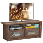 Wood TV Stand with Storage Shelves and Glass Door Cabinets 13 Wood TV Stand with Storage Shelves and Glass Door Cabinets