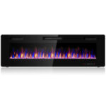 60 Inch Wall-Mounted Electric Fireplace with Adjustable Flame Settings