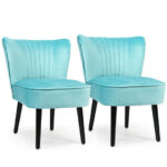 Modern Upholstered Armless Leisure Chairs with Wood Legs (Set of 2) 14 Modern Upholstered Armless Leisure Chairs with Wood Legs (Set of 2)