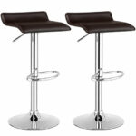 Adjustable Backless Swivel PU Leather Bar Stools (Set of 2)