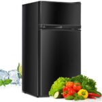 Black 2 Door Compact Refrigerator with Freezer 3.4 Cu. Ft.