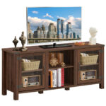 Walnut TV Stand for TVs up to 65 Inches with Storage