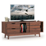 Walnut TV Stand with Storage for TVs up to 60 Inches