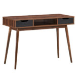 Modern Computer Desk with Drawers, Shelf, and Solid Wood Legs 17 Modern Computer Desk with Drawers, Shelf, and Solid Wood Legs
