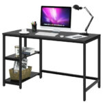 47 Inch Black Computer Desk with Adjustable Shelf 19 47 Inch Black Computer Desk with Adjustable Shelf
