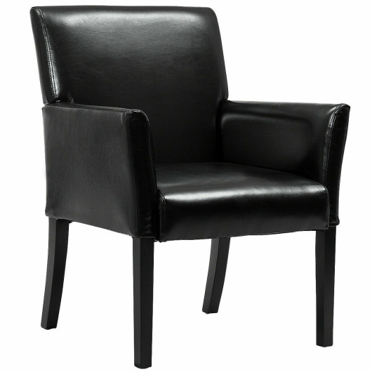 Modern Black PU Leather Adjustable Armchair with Wood Legs 3 Modern Black PU Leather Adjustable Armchair with Wood Legs - Image 3