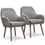Gray Upholstered Accent Chairs with Wooden Legs and Armrests (Set of 2) 11 Gray Upholstered Accent Chairs with Wooden Legs and Armrests (Set of 2)