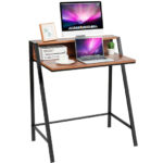Compact 2 Tier Computer Desk with Ergonomic Monitor Stand