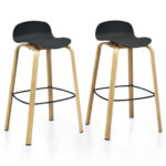 Modern Low-Back Bar Stools with Metal Legs (Set of 2)