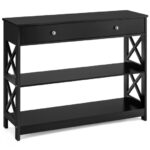 Modern Console Table with Drawer and Shelves for Entryway