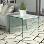 Tempered Glass U-Shaped End Table with Non-Slip Pads