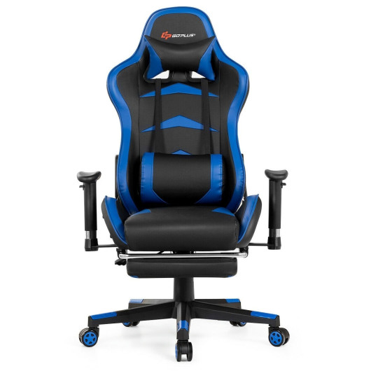 Blue Adjustable Massage Gaming Chair with Footrest and Lumbar Support 7 Blue Adjustable Massage Gaming Chair with Footrest and Lumbar Support - Image 7