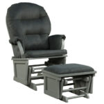 Wood Glider Chair and Ottoman with Cushioned Armrests (Set of 2)