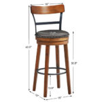 Rustic 360 Swivel Bar Stool with Leather Padded Seat