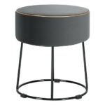 Velvet Round Ottoman Stool with Non-Slip Pads for Living Room