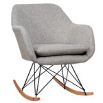Gray Upholstered Rocking Chair with Steel and Beech Wood Base 10 Gray Upholstered Rocking Chair with Steel and Beech Wood Base