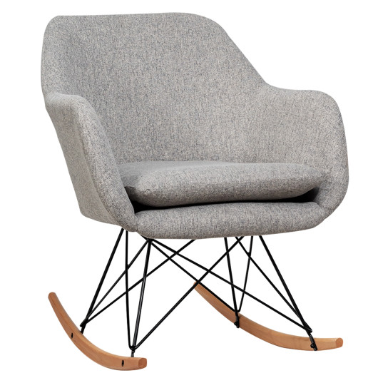 Gray Upholstered Rocking Chair with Steel and Beech Wood Base 3 Gray Upholstered Rocking Chair with Steel and Beech Wood Base - Image 3