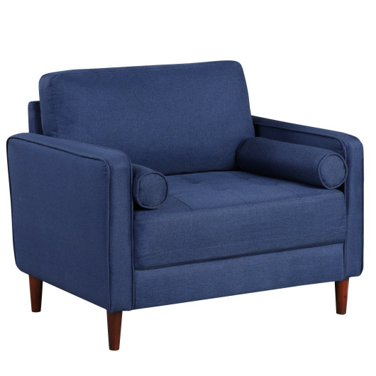 Oversized Linen Accent Chair with Pillows and Rubber Wood Legs 2 Oversized Linen Accent Chair with Pillows and Rubber Wood Legs - Image 2