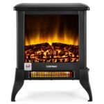 Compact Electric Fireplace Heater with Realistic Flame Effect Black