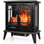 25 Inch Freestanding Electric Fireplace Heater with 3D Flame Effect