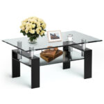 Modern Glass Coffee Table with Stainless Steel Legs and Storage Shelves 24 Modern Glass Coffee Table with Stainless Steel Legs and Storage Shelves