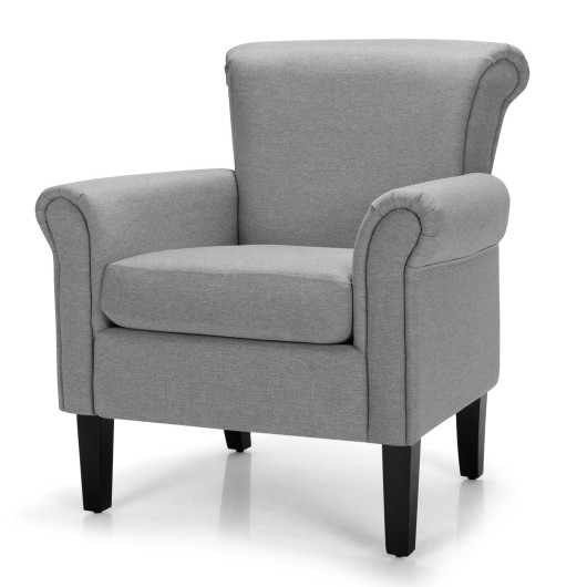 Light Gray Upholstered Accent Chair with Adjustable Foot Pads 6 Light Gray Upholstered Accent Chair with Adjustable Foot Pads - Image 6