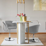 Adjustable Velvet Swivel Accent Chair with Round Back and Metal Base