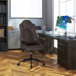 Adjustable High Back Executive Office Chair with Armrests Brown