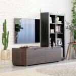 Space-Saving TV Stand and Bookshelf Combo for TVs up to 50