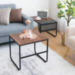 Rustic Brown Nesting Coffee Tables with Storage Pocket (Set of 2) 9 Rustic Brown Nesting Coffee Tables with Storage Pocket (Set of 2)