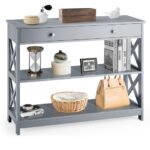 3 Tier Console Table with Drawer and Storage Shelves