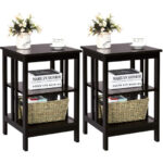 3 Tier End Table with Reinforced Bars and Stable Structure (Set of 2)