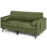 Modular Army Green Loveseat Sofa with Bolsters and Storage