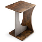 Rustic 2 Tier Compact C Shaped End Table Brown 10 Rustic 2 Tier Compact C Shaped End Table Brown