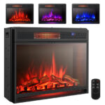 28 Inch Freestanding and Recessed Electric Fireplace with Remote