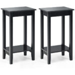 Compact 2-Tier End Tables with Storage Shelf (Set of 2)