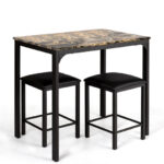 Space-Saving Faux Marble Counter Height Table Set (Set of 3)