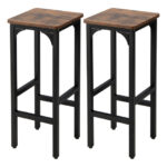 Rustic Brown Industrial Bar Stools with Footrests and Adjustable Pads (Set of 2)