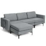Modular L Shaped Sofa with Chaise USB Ports (4-Seat)