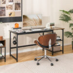 Industrial 59 Inch Computer Desk with Shelves and Side Hook 15 Industrial 59 Inch Computer Desk with Shelves and Side Hook